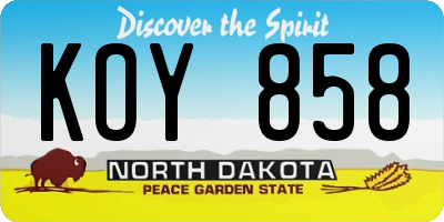 ND license plate KOY858