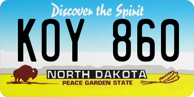 ND license plate KOY860