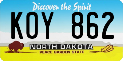 ND license plate KOY862