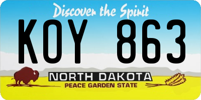 ND license plate KOY863
