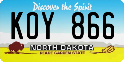 ND license plate KOY866