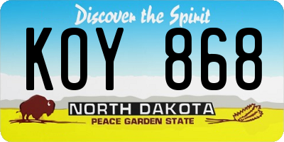 ND license plate KOY868