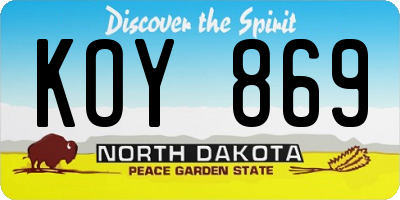 ND license plate KOY869