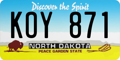 ND license plate KOY871
