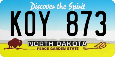 ND license plate KOY873