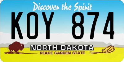 ND license plate KOY874