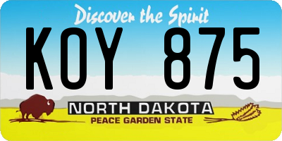ND license plate KOY875