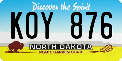 ND license plate KOY876