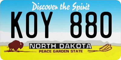 ND license plate KOY880