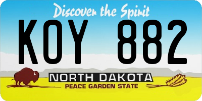 ND license plate KOY882