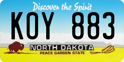 ND license plate KOY883