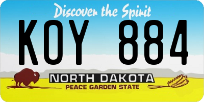 ND license plate KOY884
