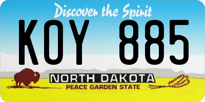 ND license plate KOY885