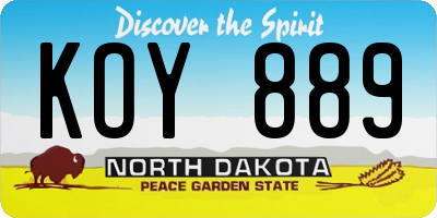 ND license plate KOY889