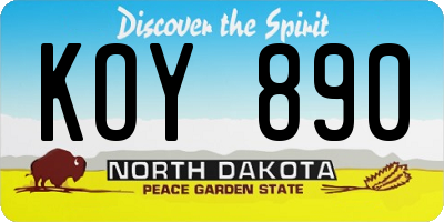 ND license plate KOY890