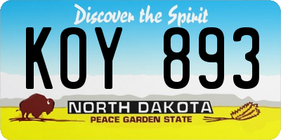 ND license plate KOY893