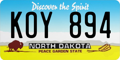 ND license plate KOY894