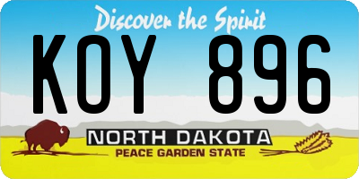 ND license plate KOY896