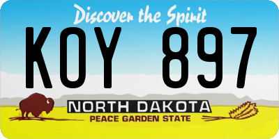 ND license plate KOY897