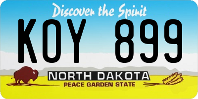 ND license plate KOY899