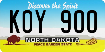 ND license plate KOY900