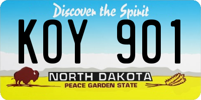 ND license plate KOY901
