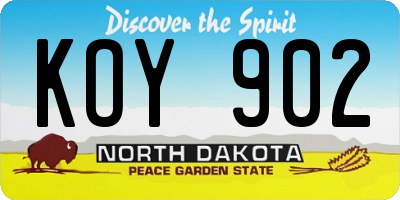 ND license plate KOY902