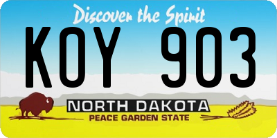 ND license plate KOY903