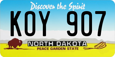 ND license plate KOY907