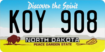 ND license plate KOY908