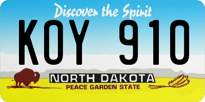 ND license plate KOY910