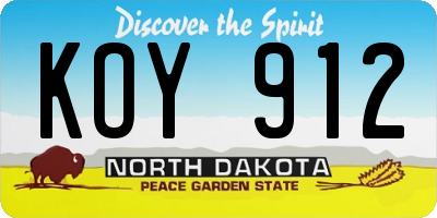 ND license plate KOY912