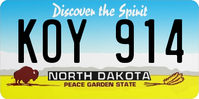 ND license plate KOY914