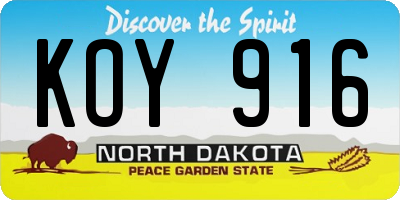 ND license plate KOY916