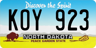 ND license plate KOY923