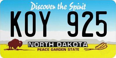 ND license plate KOY925