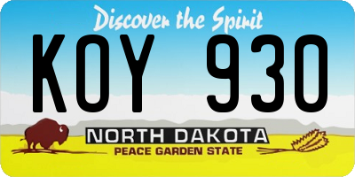 ND license plate KOY930