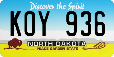 ND license plate KOY936