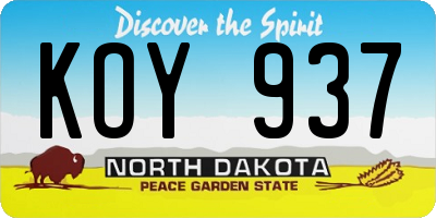 ND license plate KOY937