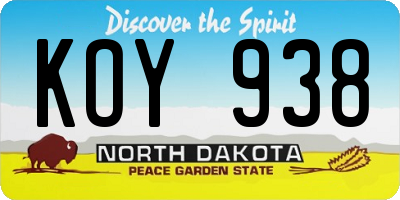 ND license plate KOY938