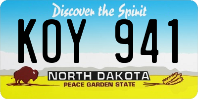ND license plate KOY941
