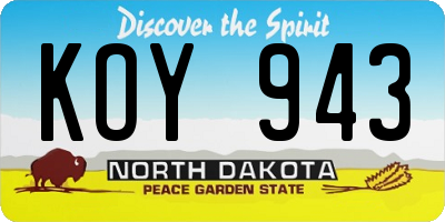 ND license plate KOY943