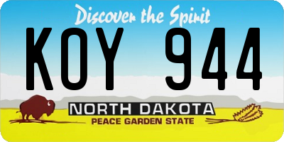 ND license plate KOY944