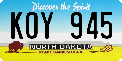 ND license plate KOY945
