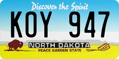 ND license plate KOY947