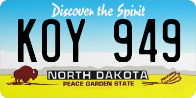 ND license plate KOY949
