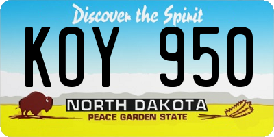 ND license plate KOY950