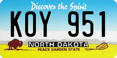 ND license plate KOY951
