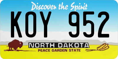 ND license plate KOY952