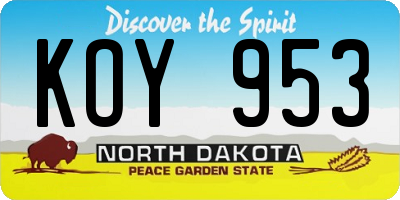 ND license plate KOY953